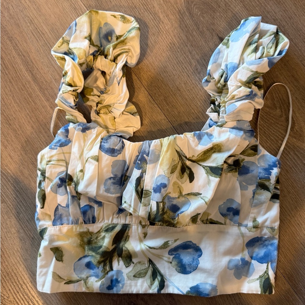 Abercrombie & Fitch Blue and Green Floral Blouse